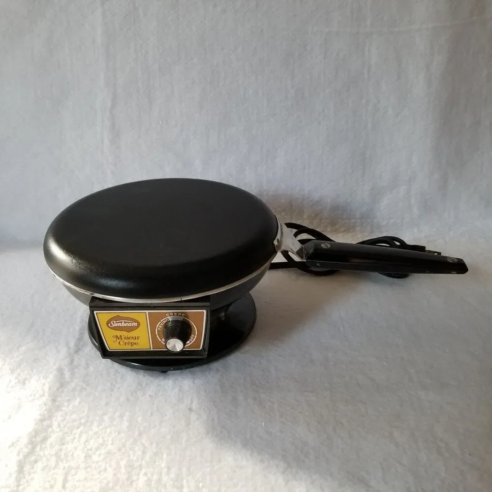 Vintage Sunbeam M'sieur Crepe Electric Crepemaker w/ Original Pan Model 30-1A